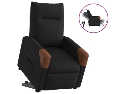 Elektrické zvedací polohovací křeslo černé textil 3324024