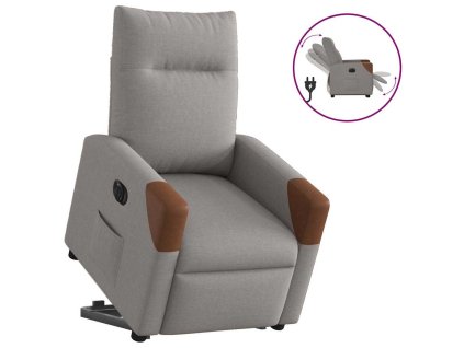 Elektrické zvedací polohovací křeslo taupe textil 3324027
