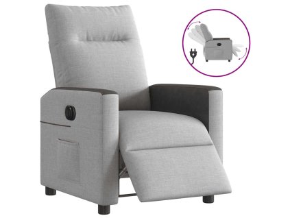 Elektrické polohovací křeslo obláčkově šedé textil 3324037