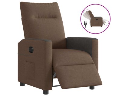 Elektrické polohovací křeslo hnědé textil 3324041