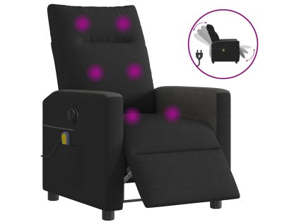 Elektrické masážní polohovací křeslo černé textil 3324047