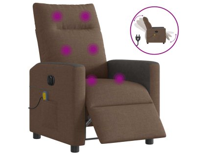Elektrické masážní polohovací křeslo hnědé textil 3324048