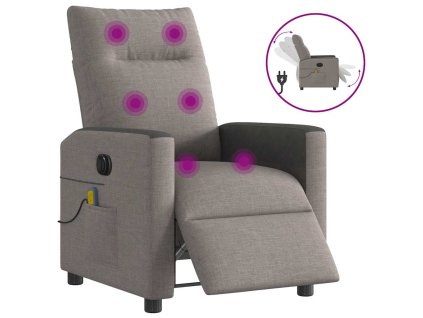 Elektrické masážní polohovací křeslo taupe textil 3324050