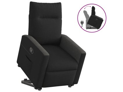 Zvedací polohovací křeslo černé textil 3324054