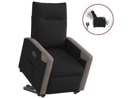 Elektrické zvedací polohovací křeslo černé textil 3324102