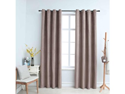 Zatemňovací závěsy s kovovými kroužky 2 ks taupe 140 x 175 cm 134476