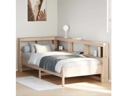 Postel s knihovnou bez matrace 75 x 190 cm masivní borovice 3324445