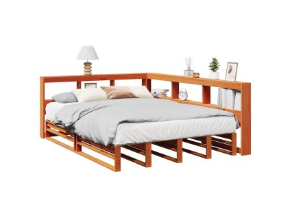 Postel s knihovnou bez matrace 150 x 200 cm masivní borovice 3324498