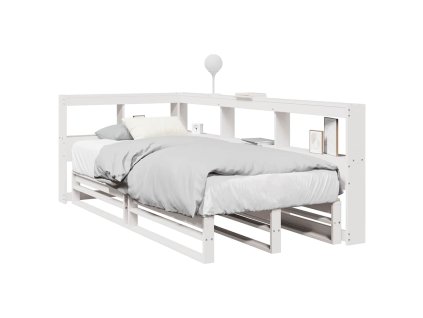 Postel s knihovnou bez matrace bílá 75x190 cm masivní borovice 3324524