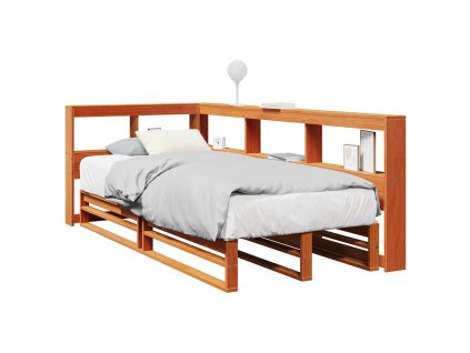 Postel s knihovnou bez matrace hnědá 75x190 cm masivní borovice 3324525