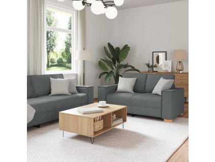Pohovka 3 pcs Tmavě šedá 220 x 80 x 84 cm Lněná směs 3324610