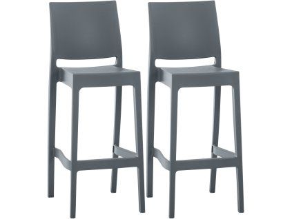 2er Set Barhocker Maya Kunststoff (Farbe dunkelgrau)