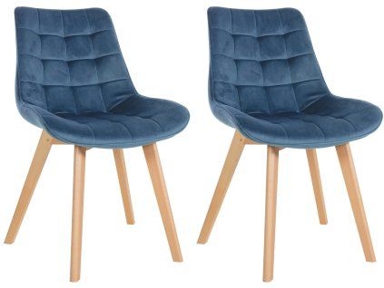 2er Set Stühle Brook Samt (Farbe blau)