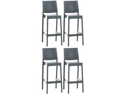 4er Set Barhocker Maya Kunststoff (Farbe dunkelgrau)