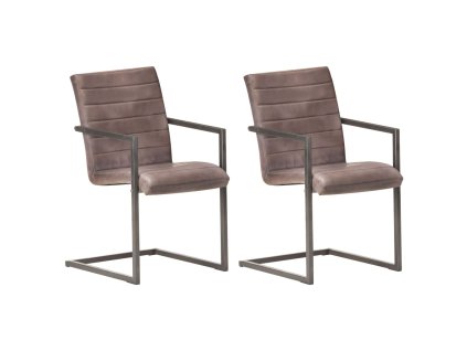 Konzolové jídelní židle 2 ks hnědé pravá kůže 321841