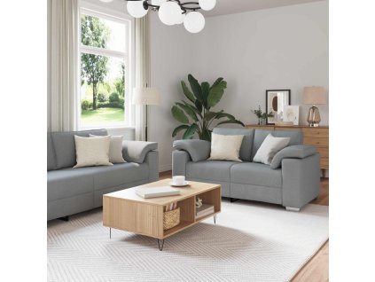 Pohovka 3 pcs Světle šedá 219 x 80 x 82 cm Lněná směs 3324658