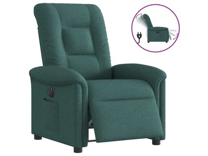 Elektrické polohovací křeslo tmavě zelené textil 3303240