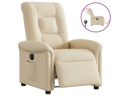 Elektrické polohovací křeslo krémové textil 3303242