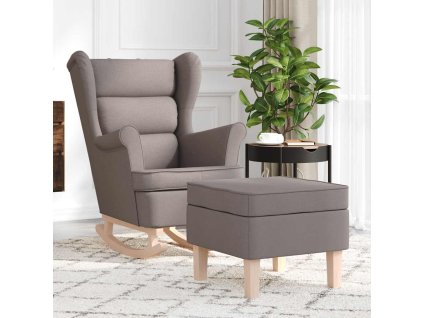 Houpací křeslo s podnožkou taupe textil 3308003