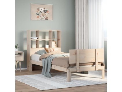 Postel s knihovnou bez matrace 90 x 190 cm masivní borovice 3322652