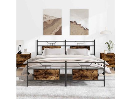 Kovový rám postele bez matrace kouřový dub 183 x 213 cm 3325094