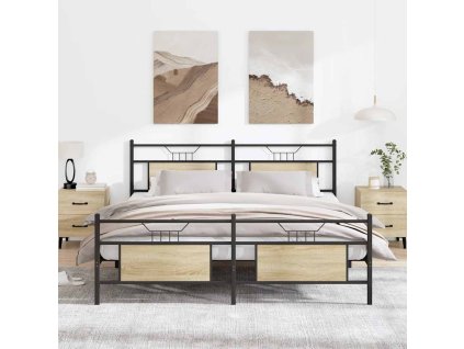 Kovový rám postele bez matrace dub sonoma 160 x 200 cm 3325097