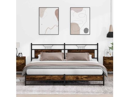 Kovový rám postele bez matrace kouřový dub 193 x 203 cm 3325111
