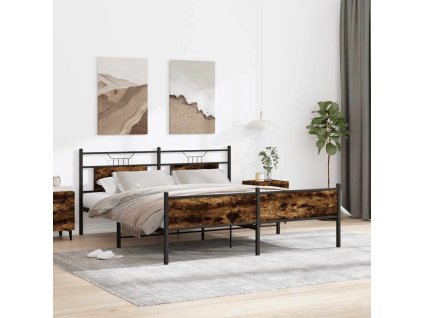 Kovový rám postele bez matrace kouřový dub 160 x 200 cm 3325113