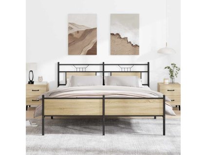 Kovový rám postele bez matrace dub sonoma 160 x 200 cm 3325124