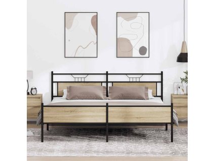 Kovový rám postele bez matrace dub sonoma 193 x 201 cm 3325127