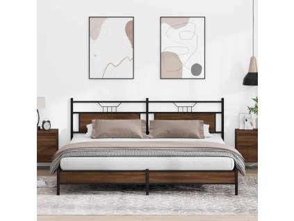 Kovový rám postele bez matrace hnědý dub 193 x 201 cm 3325129