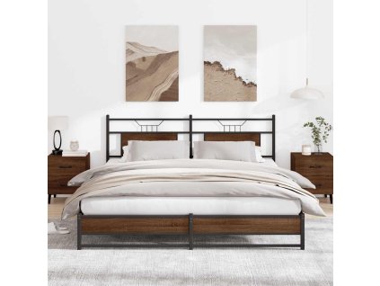 Kovový rám postele bez matrace hnědý dub 183 x 213 cm 3325132