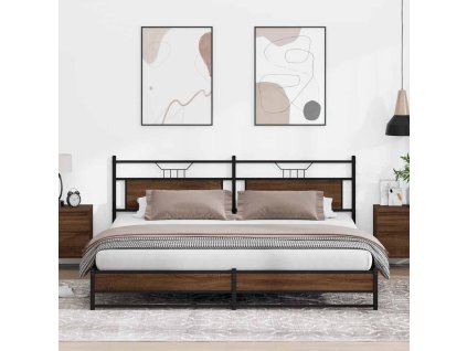 Kovový rám postele bez matrace hnědý dub 193 x 201 cm 3325133