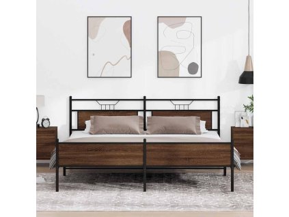 Kovový rám postele bez matrace hnědý dub 200 x 200 cm 3325139