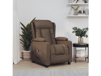 Elektrické polohovací křeslo hnědé textil 3098781