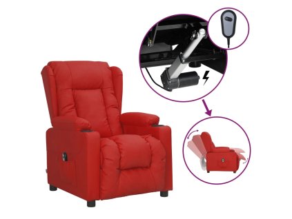 Elektrické polohovací křeslo vínové umělá kůže 3098807