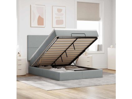 Osmanský rám postele s matrací světle šedá 140x200cm textil 3313927