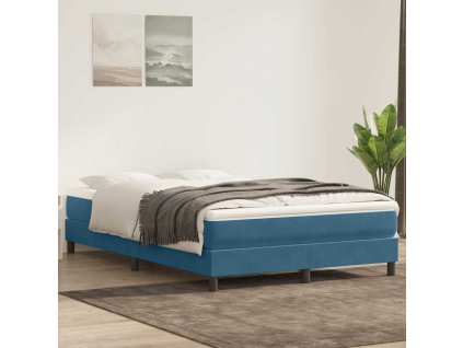 Postel Box Spring bez matrace tmavě modrá 140x220 cm samet 3315877