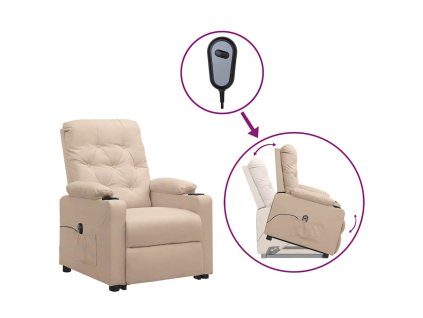 Zvedací křeslo krémové textil 3093486