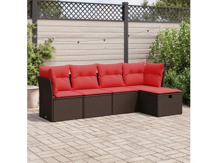5dílná zahradní sedací souprava s poduškami hnědá polyratan 3325270