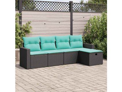 5dílná zahradní sedací souprava s poduškami černá polyratan 3325363