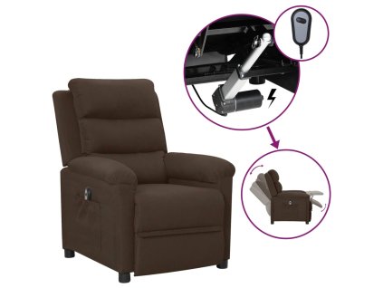 Elektrické polohovací křeslo tmavě hnědé textil 3098968
