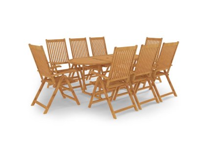 9dílný zahradní jídelní set masivní teakové dřevo 3059554