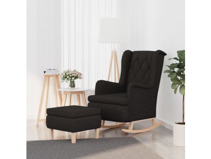 Houpací křeslo se stoličkou černé textil 3121274
