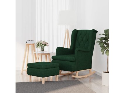 Houpací křeslo se stoličkou tmavě zelené textil 3121278
