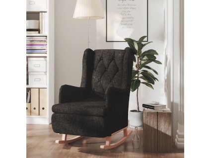 Houpací křeslo s nohami z kaučukovníkového dřeva černé textil 329407