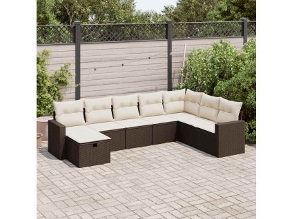 8dílná zahradní sedací souprava s poduškami hnědá polyratan 3325439