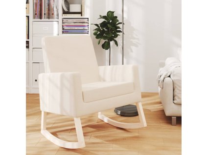 Houpací křeslo krémové textil 329424