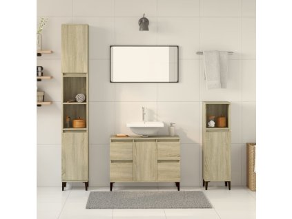 3dílný set koupelnového nábytku dub sonoma kompozitní dřevo 3307672