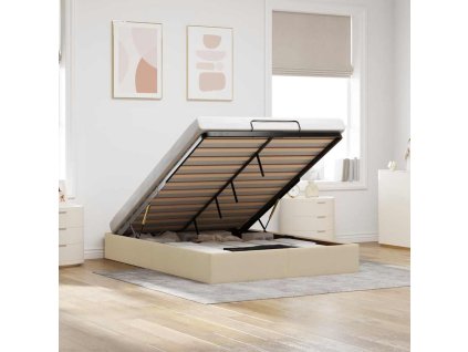 Osmanský rám postele bez matrací krémově 140x190 cm textil 3310880